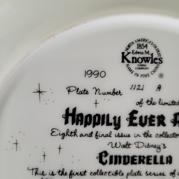 CINDERELLA Happily Ever After Limited Plate 1990 KNOWLES x WALT DISNEY COMPAN - Picture 6 of 11